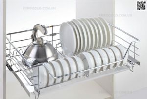 Giá bát đĩa inox nan âm tủ gắn cánh ray giảm chấn EG6260