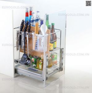Giá dao thớt inox nan vuông mạ crom ray giảm chấn ERO2030B