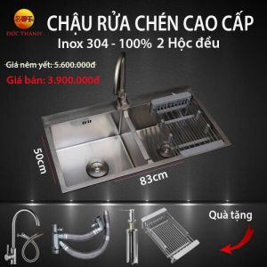 CHẬU RỬA CHÉN CAO CẤP Inox 304 - 100%