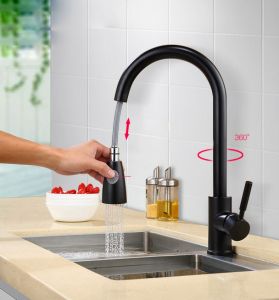 VÒI RỬA CHÉN NÓNG LẠNH INOX MÀU ĐEN RÚT DÂY